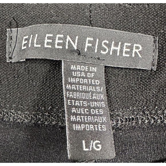 Eileen Fisher Black Pull On Pants Viscose Nylon Spandex Straight Leg Sizs Large - Picture 10 of 10
